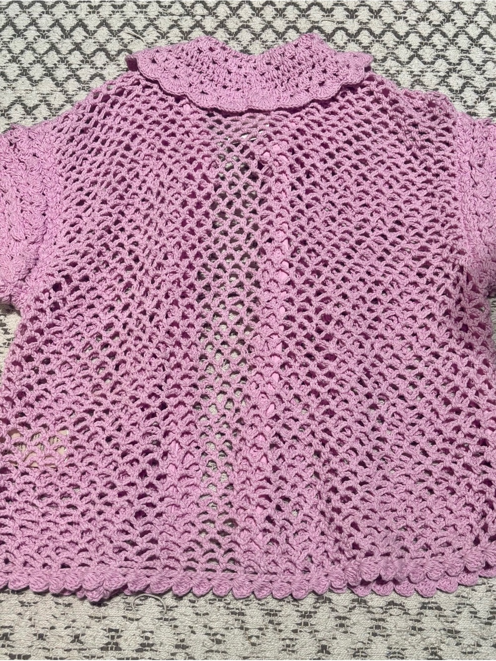 Free People Lily Crochet Top Embroidered Buttonddown Candy Lilac Cropped XL NEW - Picture 8 of 8